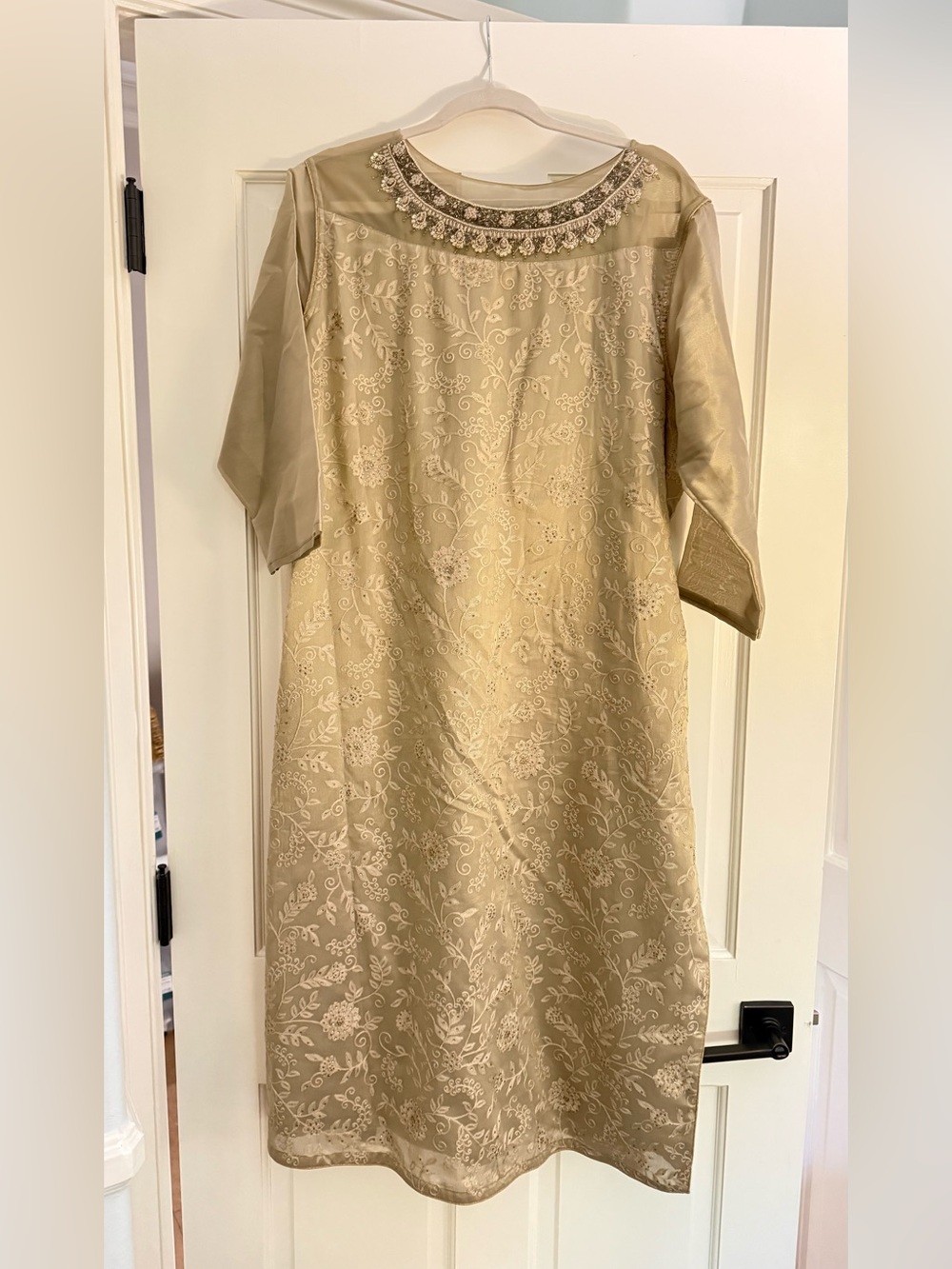 Elegant Cream Embroidered Kurta Set